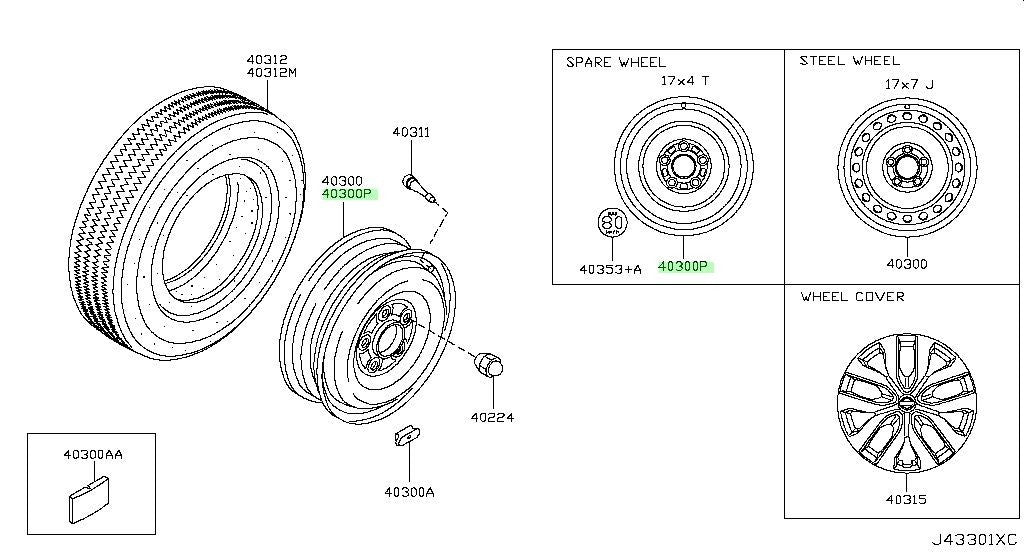 Genuine Nissan 350Z 370Z Infiniti G35 G37 Spare Wheel 40300-4CE7A OEM1