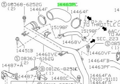 OEM HOSE, AIR INLET Genuine Nissan 180SX S13 KRPS13 SR20DET 14463-50F151