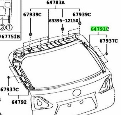 TOYOTA LEXUS RX270/350/450H Back Door Trim Cover Panel RH Ivory 64791-48051-A01