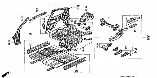 OEM Honda Civic EG 3 Door 1992-1995 04637-SR3-300ZZ RH Front Inner Upper Pillar1
