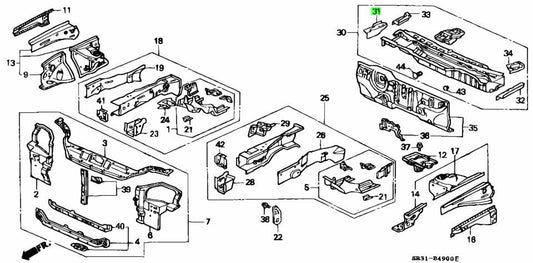 OEM Honda Civic EG EG6 EG8 EG9 61120-SR3-E00ZZ RH Dashboard Upper Member Genuine0
