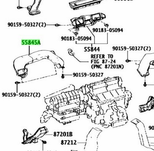 OEM Genuine TOYOTA Lexus Heater To Register Duct No.3 55845-53080 5584553080