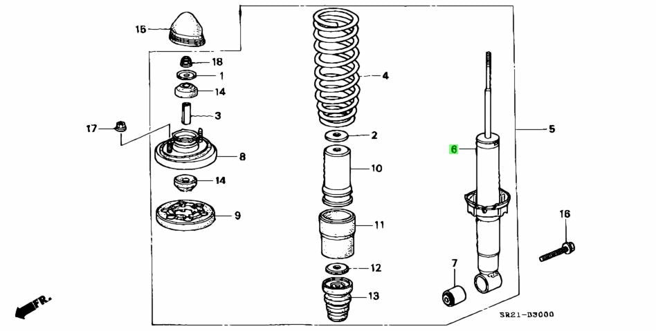 Genuine Honda Rear Shock Absorber Integra DC2 DB8 1993-2001 52611-ST7-0030