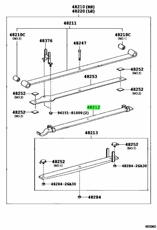 OEM LEAF, REAR SPRING, NO.2 Genuine Toyota HiAce Van 200 GDH206V 48202-26E210