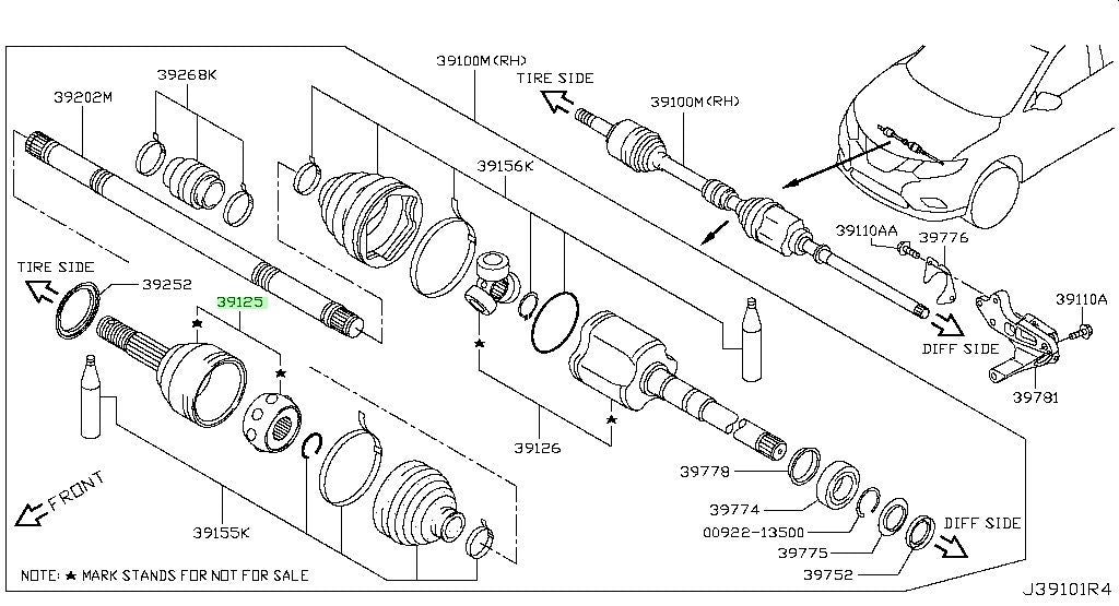 New Genuine Nissan Front Outer CV Joint Assembly 39211-4BA7B OEM1