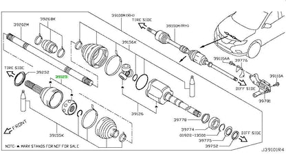 New Genuine Nissan Front Outer CV Joint Assembly 39211-4BA7B OEM1