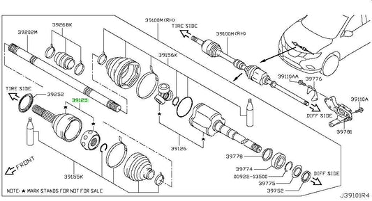 New Genuine Nissan Front Outer CV Joint Assembly 39211-4BA7B OEM1