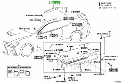 Toyota Lexus Roof Drip Side Finish Center Moulding RH LH 75555-24030 75556-24020