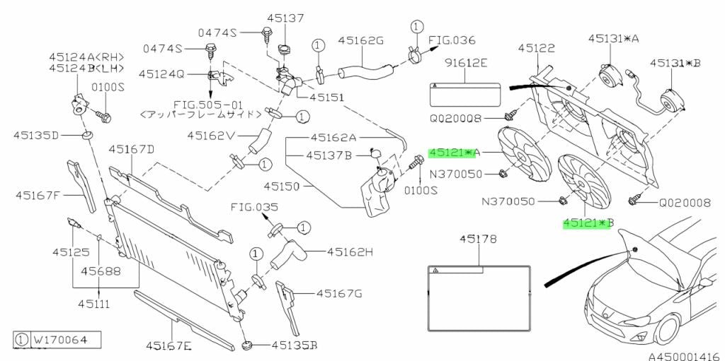 Genuine Subaru Cooling Fan Blade 45121-CA0101