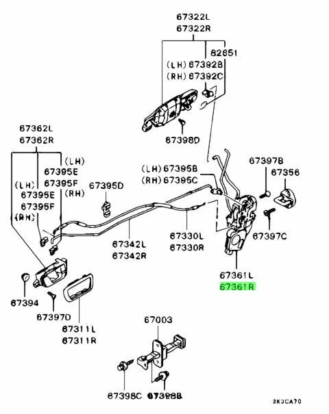 OEM Genuine Mitsubishi Montero Pajero V88W Front Right Door Latch MR5122260