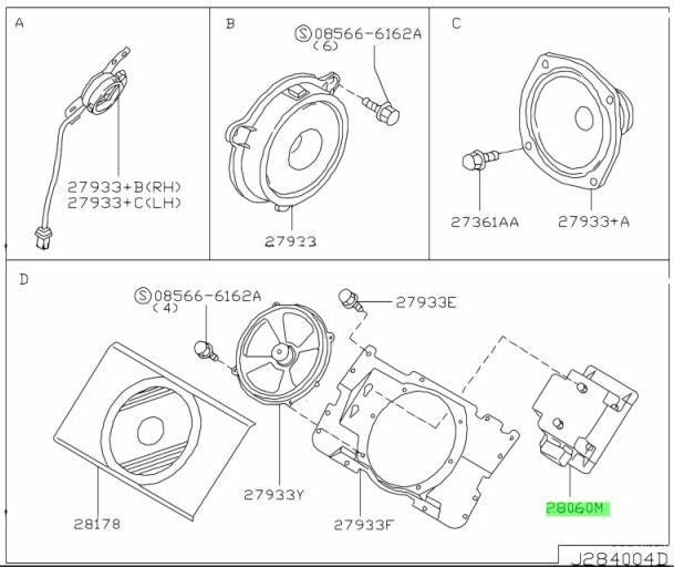 OEM NISSAN 28060CF42B AMPLIFIER ASSEMBLY SPEAKER 28060-CF42B