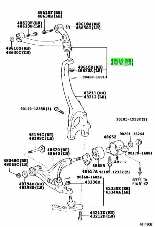 TOYOTA Genuine LEXUS LS430 UCF30 '02-05 Front Suspension Upper RH & LH Set OEM1