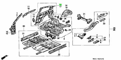 OEM Honda Civic EG 3 Door 1992-1995 RH Rear Inner Panel 64300-SR3-300ZZ Genuine0