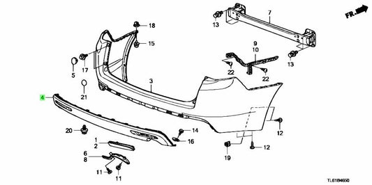 OEM Rear bumper diffuser double exhaust pipe Honda Accord tourer 08-14