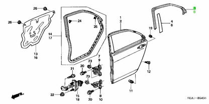 OEM TAPE SET RR. DOOR SASH UPPER NH70 R&L SET Honda Accord 67824/67864-SEA-003ZA1