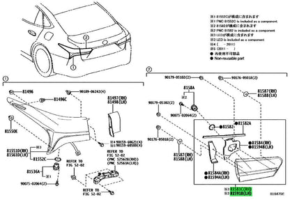 Genuine Lexus LS500h Rear Lamp Lens and Body RH LH Set 81581-50350 81591-503501