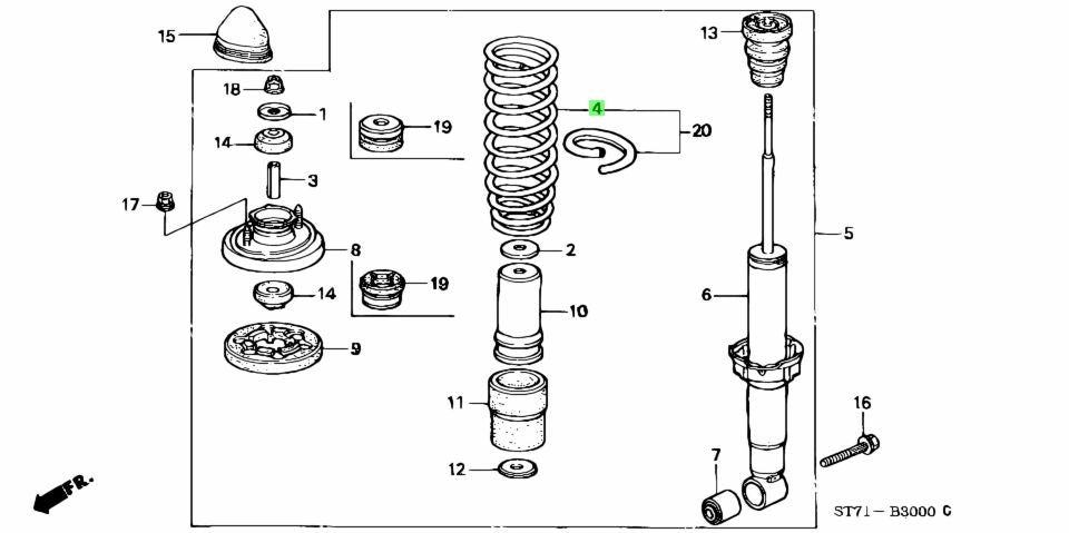 Genuine Honda Rear Spring Integra DC2 DB8 1993-2001 52441-ST7-N220