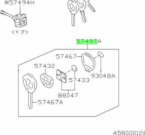 Genuine Subaru Keyless Entry Key Plate OEM 57497-CA1001