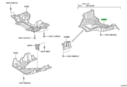 Genuine Toyota Hiace GDH201V Engine Under Cover No.2 OEM 51406-262501