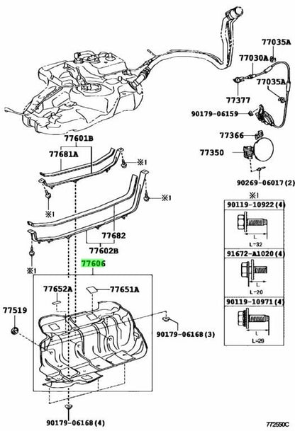 OEM LEXUS RX270/350/450H FuelTank Protector SubAssy No.1 Replacement 77606-481101