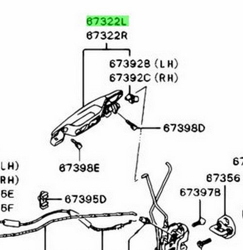 Genuine Mitsubishi Lancer Evo 8 CT9A Front Left Door Handle Purple MR6475971