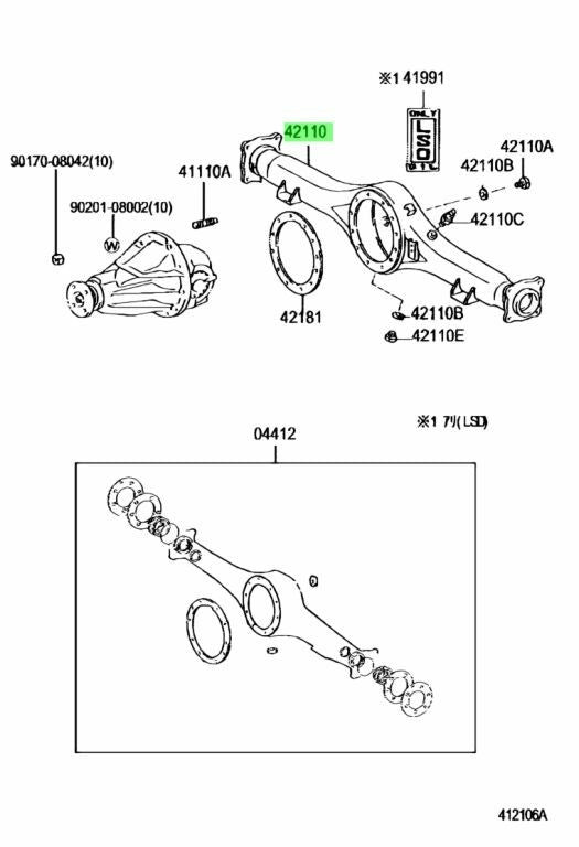 New Genuine Toyota Rear Axle Housing Assy 42110-26541 OEM1