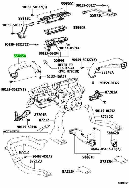 OEM Genuine TOYOTA Lexus Heater To Register Duct No.3 55845-53080 5584553080