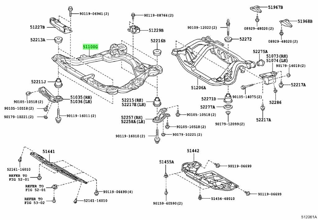 Genuine TOYOTA Lexus RX270/350/450H Front Frame Assembly 51100-48072 51100480721