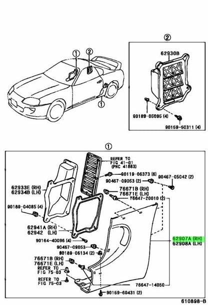 TOYOTA 93-02 JZA80 SUPRA MK4 White Side Quarter Panel Air Inlet Set OEM Duct1