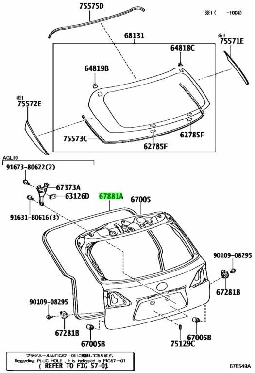 OEM TOYOTA LEXUS RX270/350/450H BackDoor Weatherstrip Seal RearTrunk 67881-480501