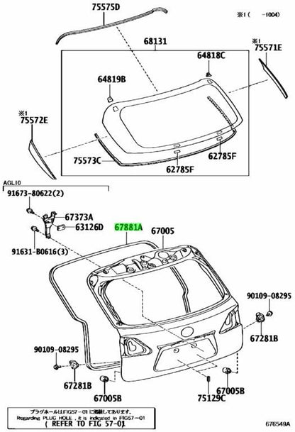OEM TOYOTA LEXUS RX270/350/450H BackDoor Weatherstrip Seal RearTrunk 67881-480501