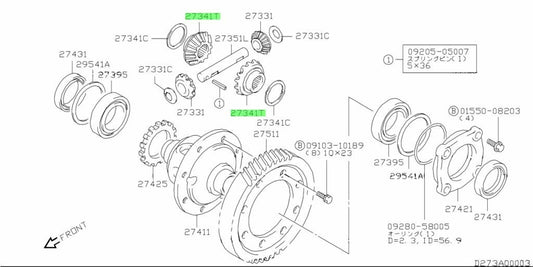 27341-70C01-000 Suzuki Gear,diff side 2734170C01000, New Genuine OEM Part0