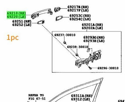 Toyota Prado Front Door Handle Bronze Metallic 4T3 69210-60150-E2 OEM1