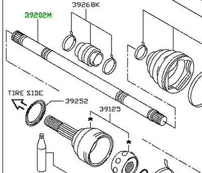 New Genuine Nissan Front Right CV Axle Drive Shaft 39204-6MA0D OEM1