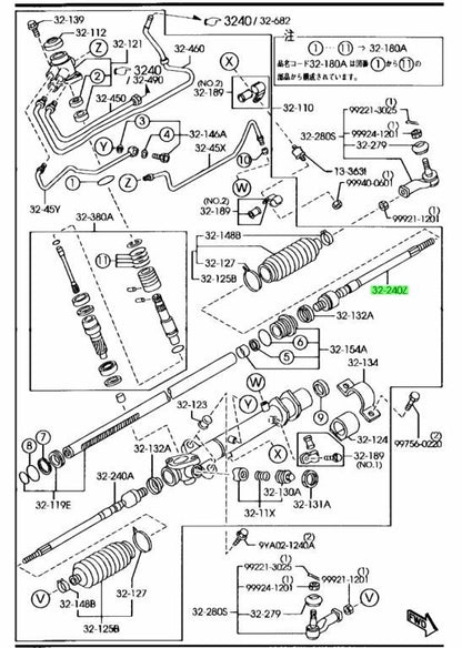 Genuine Mazda MX-5 Miata NB Left Inner Tie Rod NC10-32-250A OEM1