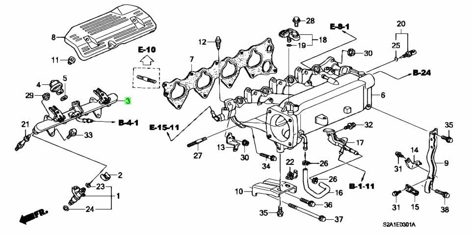 OEM PIPE, METAL 2006-2009 Honda S2000 AP2 16610-PZX-003 16610PZX003