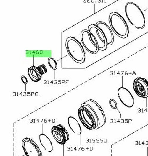 Genuine Nissan Sun Gear Assembly 31460-1XJ0A1