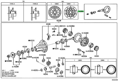 OEM FINAL GEAR KIT, DIFFERENTIAL RR Genuine Toyota HiAce Van GDH201V 41201-80A040