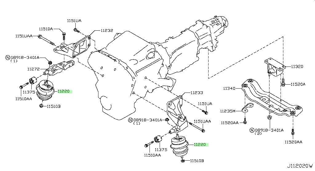 Genuine Nissan Infiniti Q50 Q60 Front Engine Mount 11220-4GA5A NEW1
