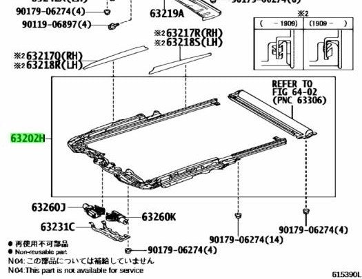 NEW Lexus RX OEM 63202-48090-C0 Slide Roof Rail Black Moonroof AGL20 GGL25 GYL251