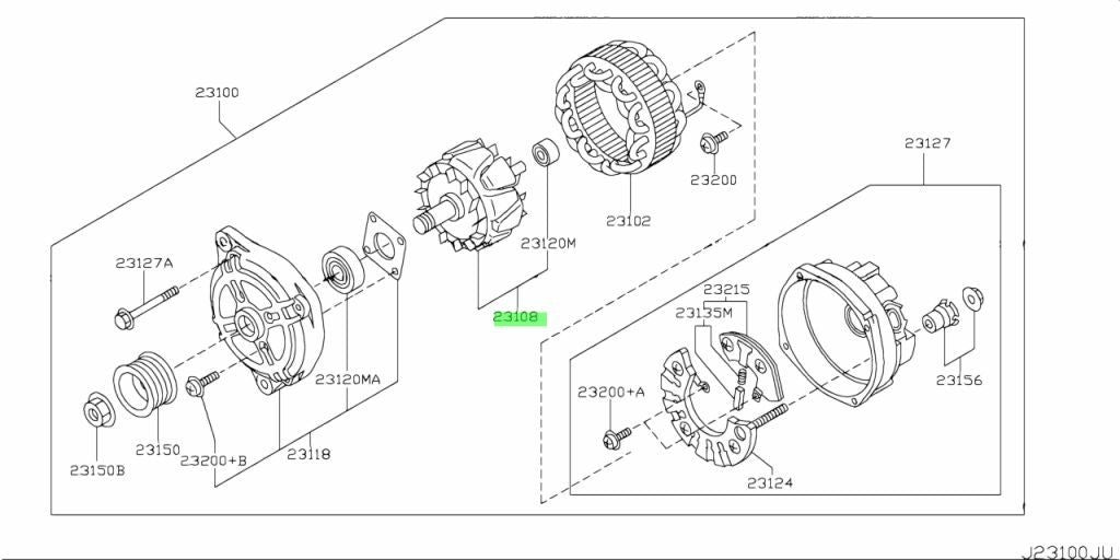 Genuine Nissan 350Z 370Z Alternator Rotor Assembly 23108-JK01A OEM0