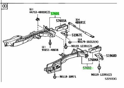 OEM LEXUS RX270/350/450H Rear FloorSideMember Assy RH LH 57601-48090 57602-480901