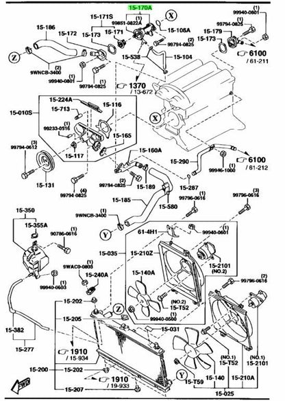 OEM NEW Mazda Coolant Thermostat Housing 1994-2005 Mazda Miata BPE8-15-170a1