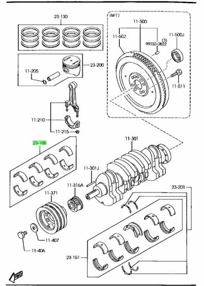 Genuine Mazda Connecting Rod Bearing Set RFY3-11-SE01