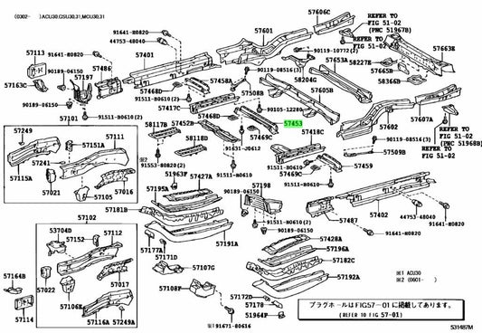 OEM Genuine TOYOTA Lexus Front Floor Cross Member No.3 57453-48011 57453480110
