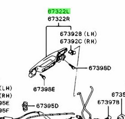Genuine Mitsubishi Lancer Evo 8 9 CT9A Front Left Door Handle Black MR9702361