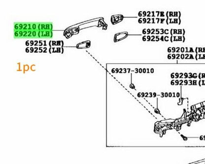Toyota Prado Front Door Handle Silver Metallic 1F7 69210-60150-B0 OEM1