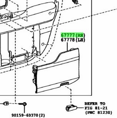 OEM Genuine LEXUS RX270/350/450H Front Door Trim Pocket RH Ivory 67770-48020-A01