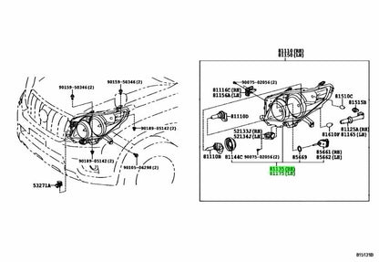 New Genuine Toyota Headlight Unit LH RH Pair 81130/81170-60G50 OEM1