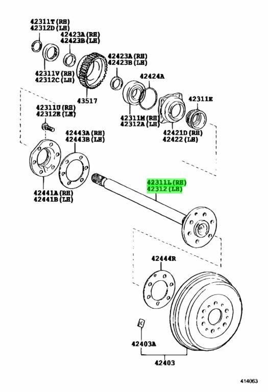 OEM SHAFT, REAR AXLE R&L SET Genuine Toyota HiAce Van GDH201V 42311-263101